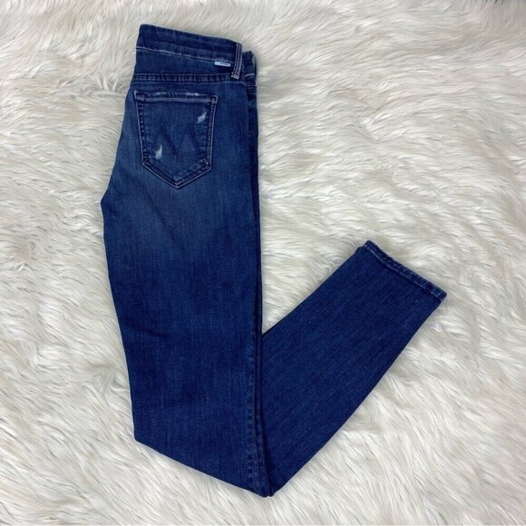 Mother Women The Looker Dark Graffiti Mid-Rise Skinny Designer Jeans W24-26/L29 - Picture 4 of 15